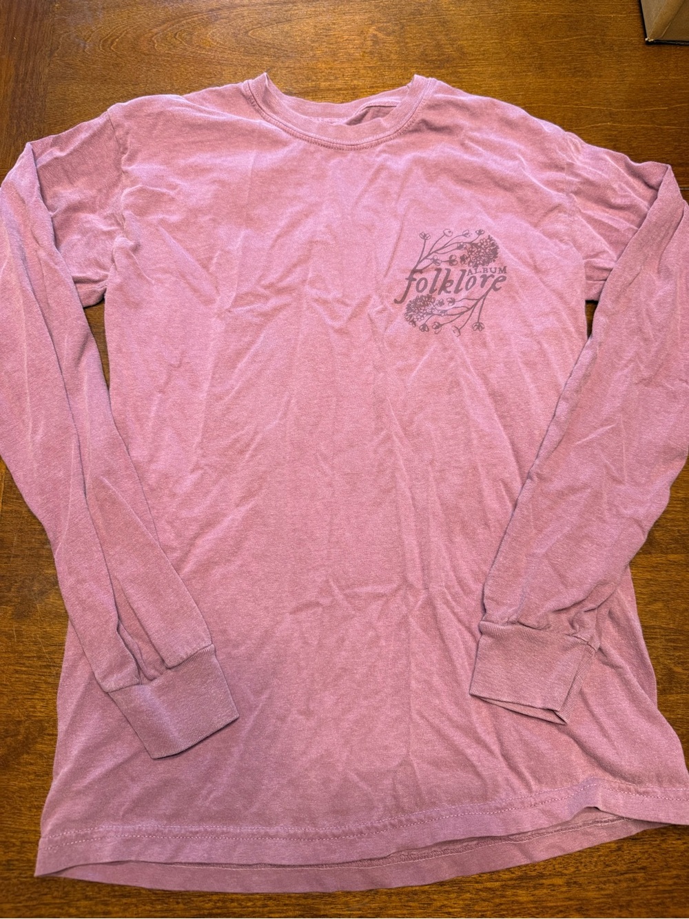 Taylor Swift Folklore Long Sleeve Tee Bottle Of Wine Berry Purple Shirt Size S